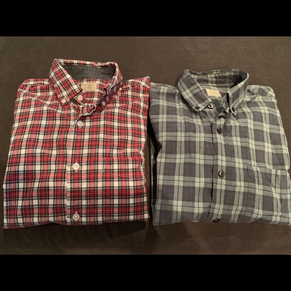 Lot of 2 J Crew plaid Secret Wash shirts size S